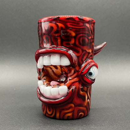 Hand-blown glass mind scrambler shot glass by Leviathan Glass
