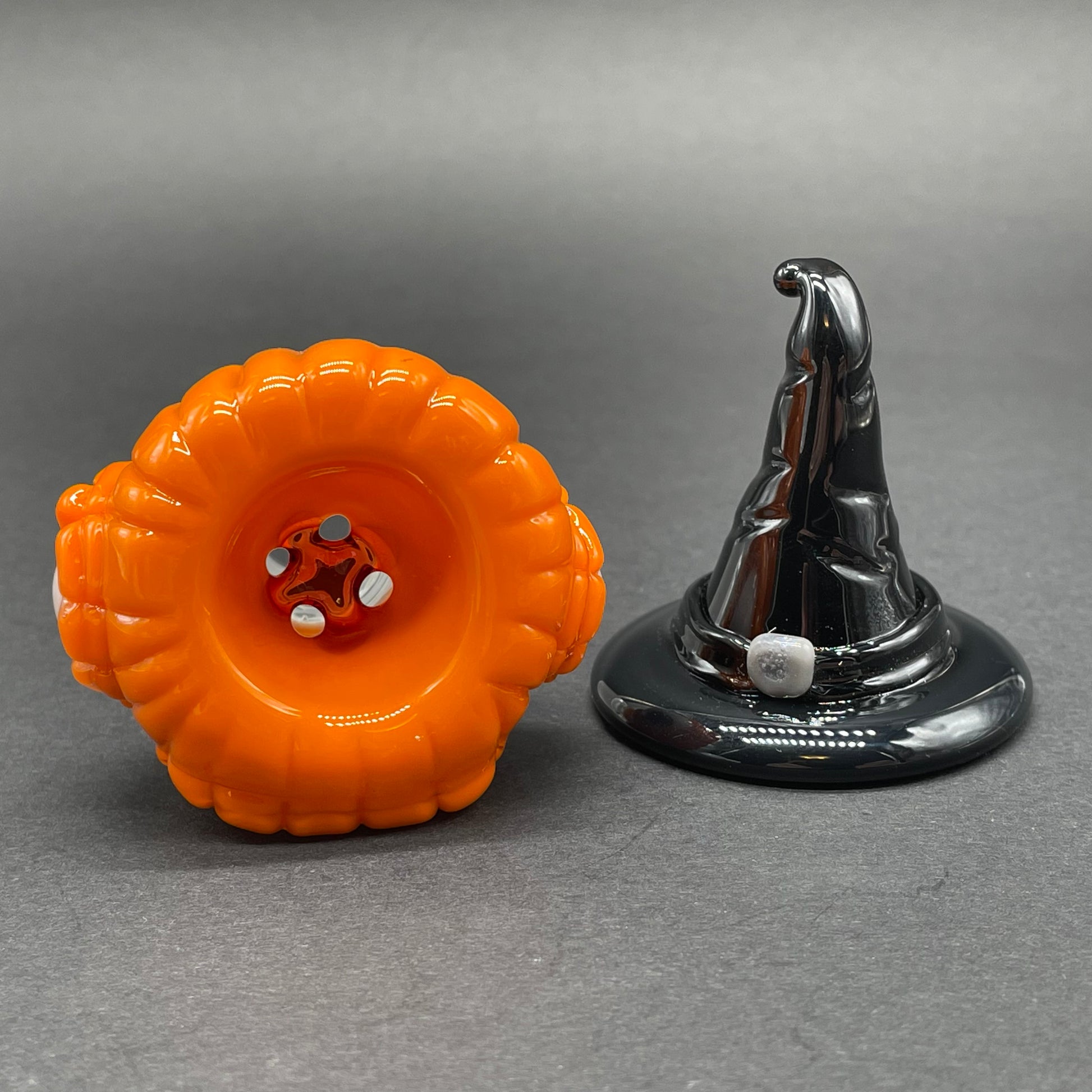 18mm Witchy pumpkin slide glass art - premium handcrafted piece