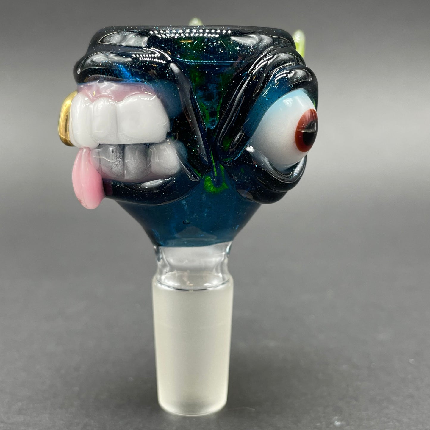 Close-up of 14mm heavy stardust slide - handcrafted glass