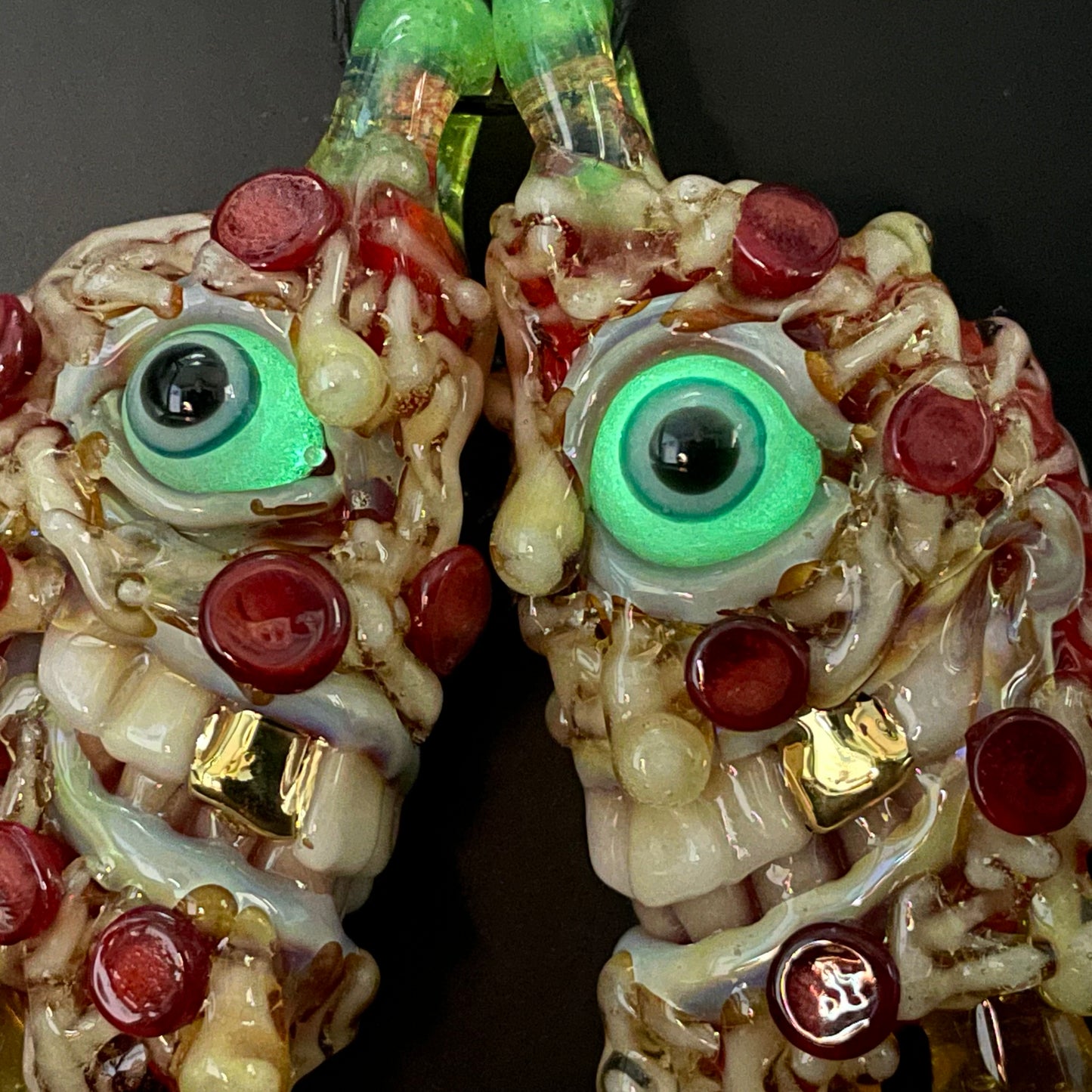 Hand-blown Two halves of one pizza friendship necklace - Leviathan Glass original
