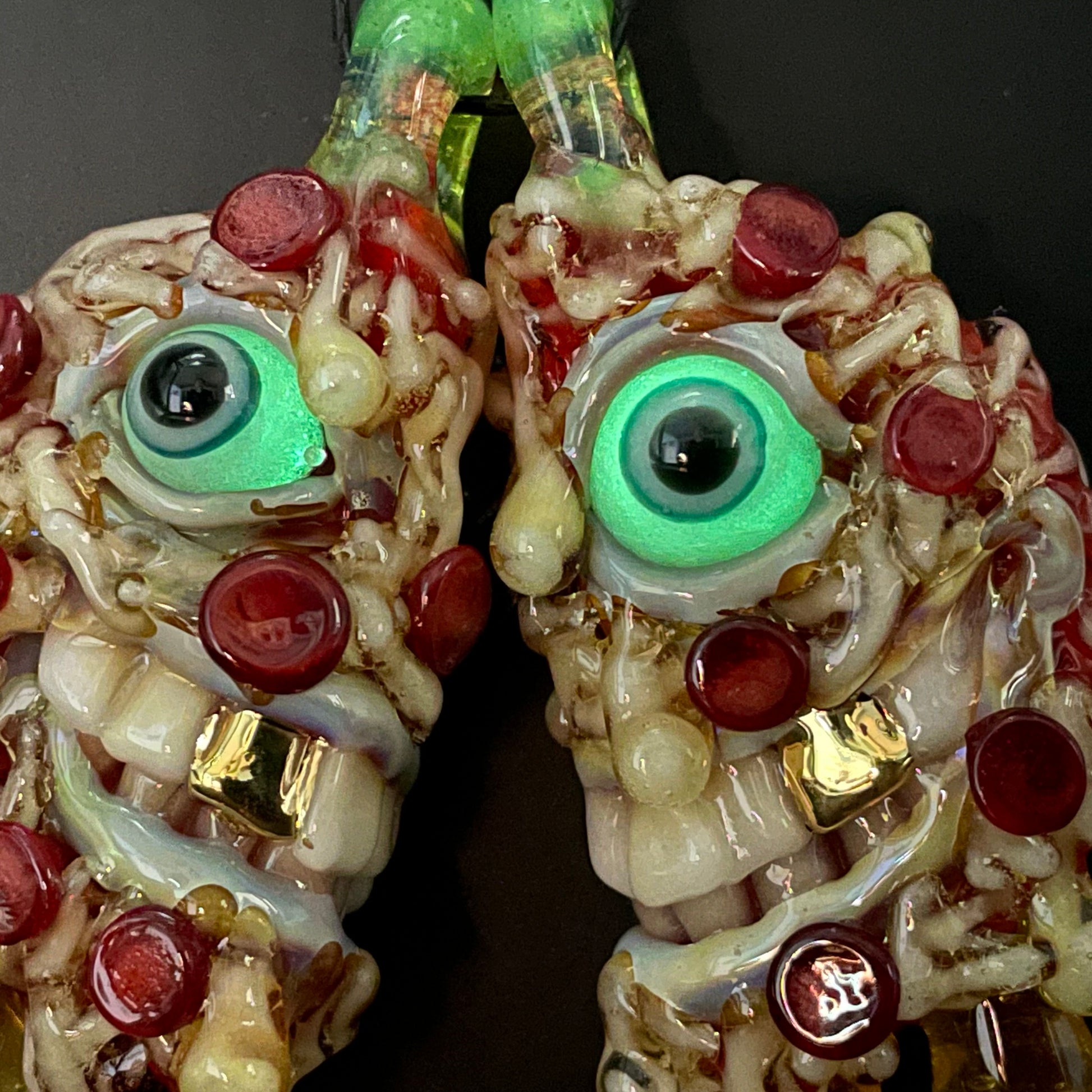 Hand-blown Two halves of one pizza friendship necklace - Leviathan Glass original