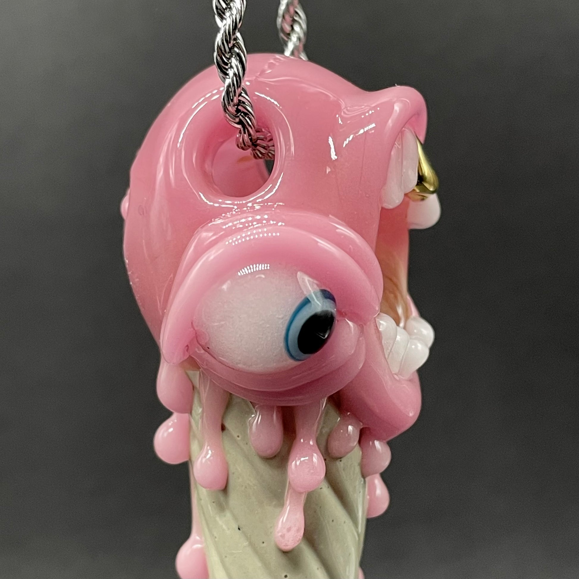 Artisan glass Ice scream cone pendant - detailed craftsmanship