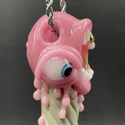 Artisan glass Ice scream cone pendant - detailed craftsmanship