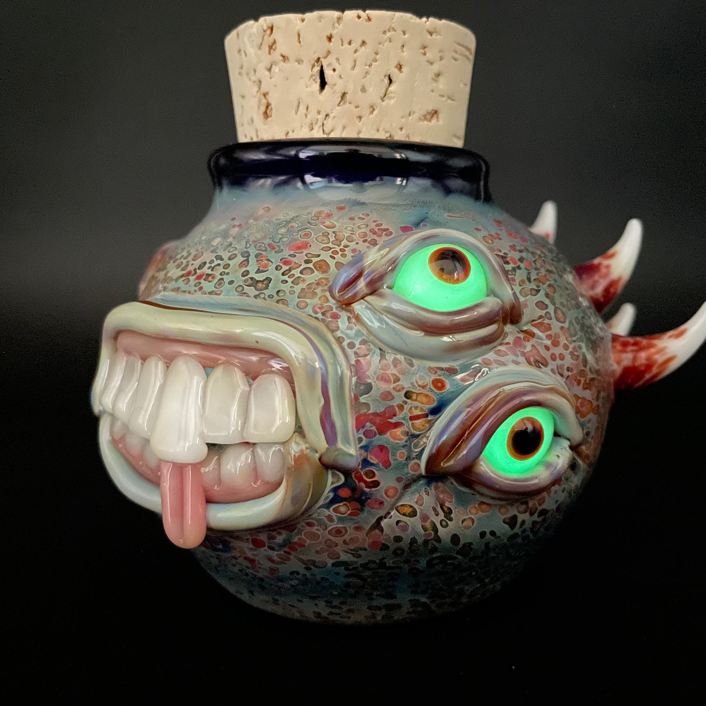Hand-blown Large bizarre glass cork jar - Leviathan Glass original