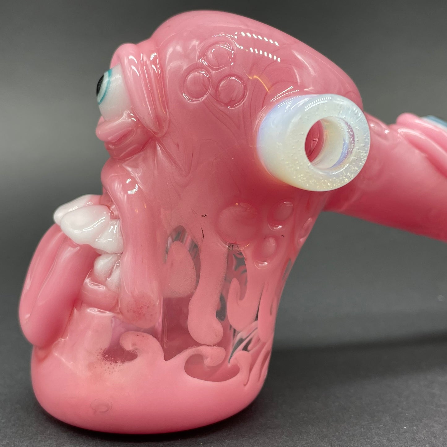 Pink evil eye bubbler glass art - premium handcrafted piece