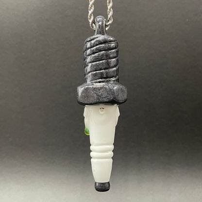 Sparky the Glass spark plug pendant glass art - premium handcrafted piece