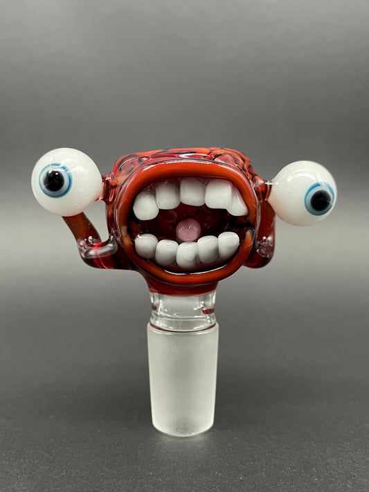 Hand-blown glass 18mm Drain Bamage slide by Leviathan Glass