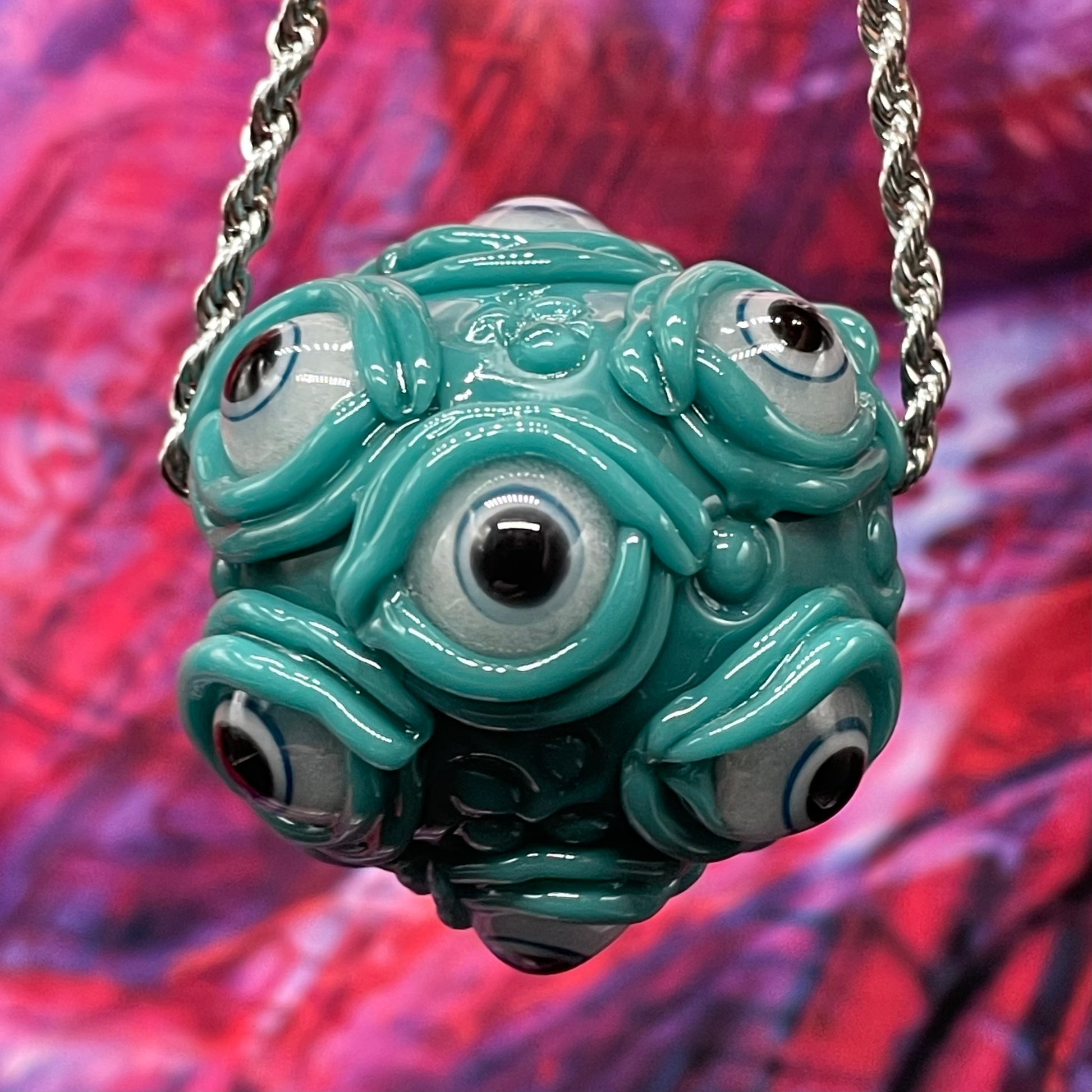 Leviathan Glass Agua azule Argus pendant - hand-blown art