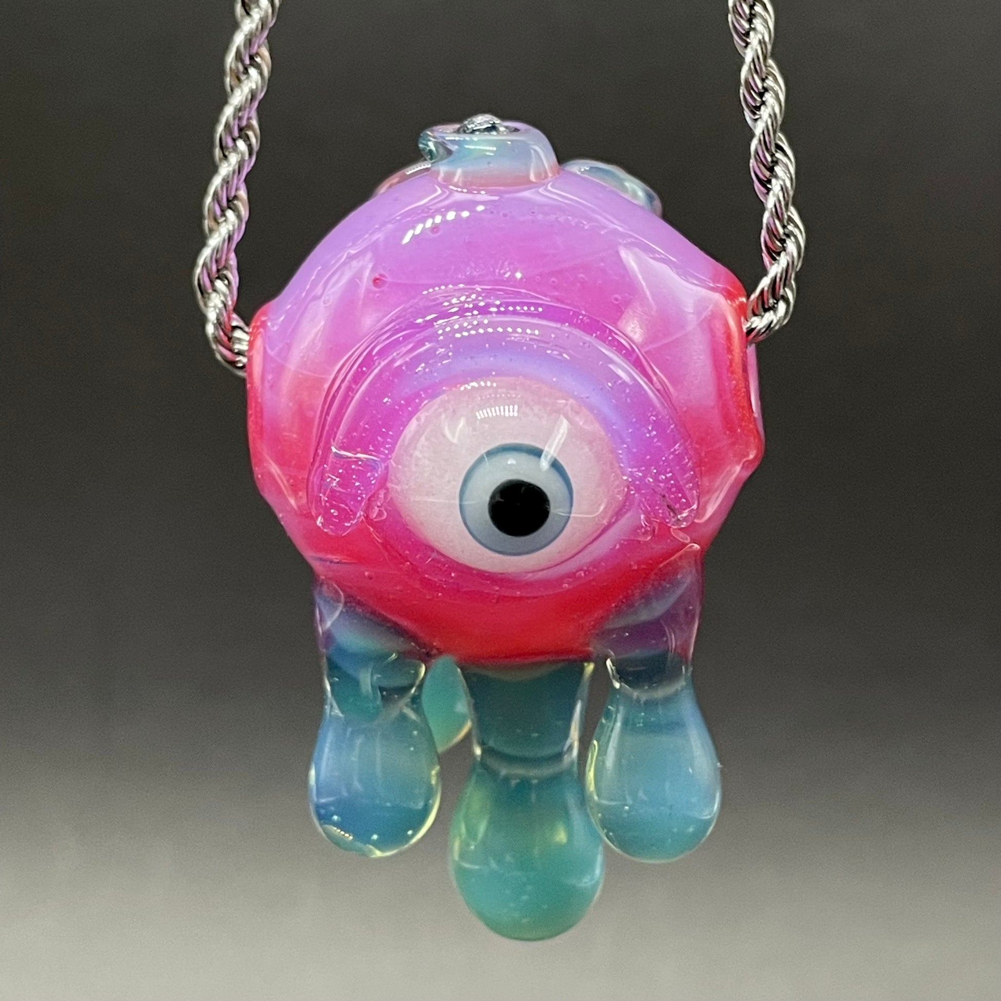 Drippy cyclops glass pendant hand blown glass art - Leviathan Glass