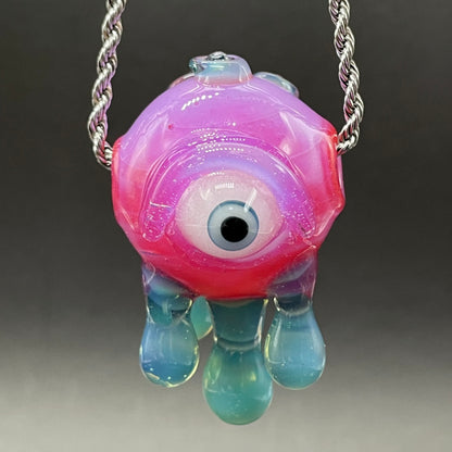 Drippy cyclops glass pendant hand blown glass art - Leviathan Glass