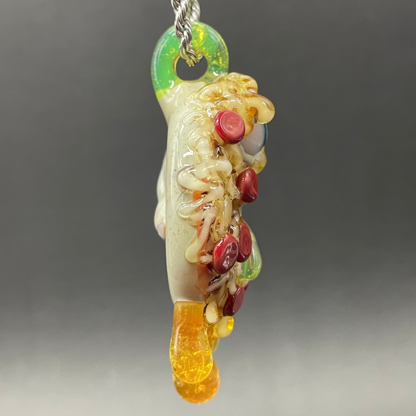 Pizza fiend pendant by Leviathan Glass - artisan detail