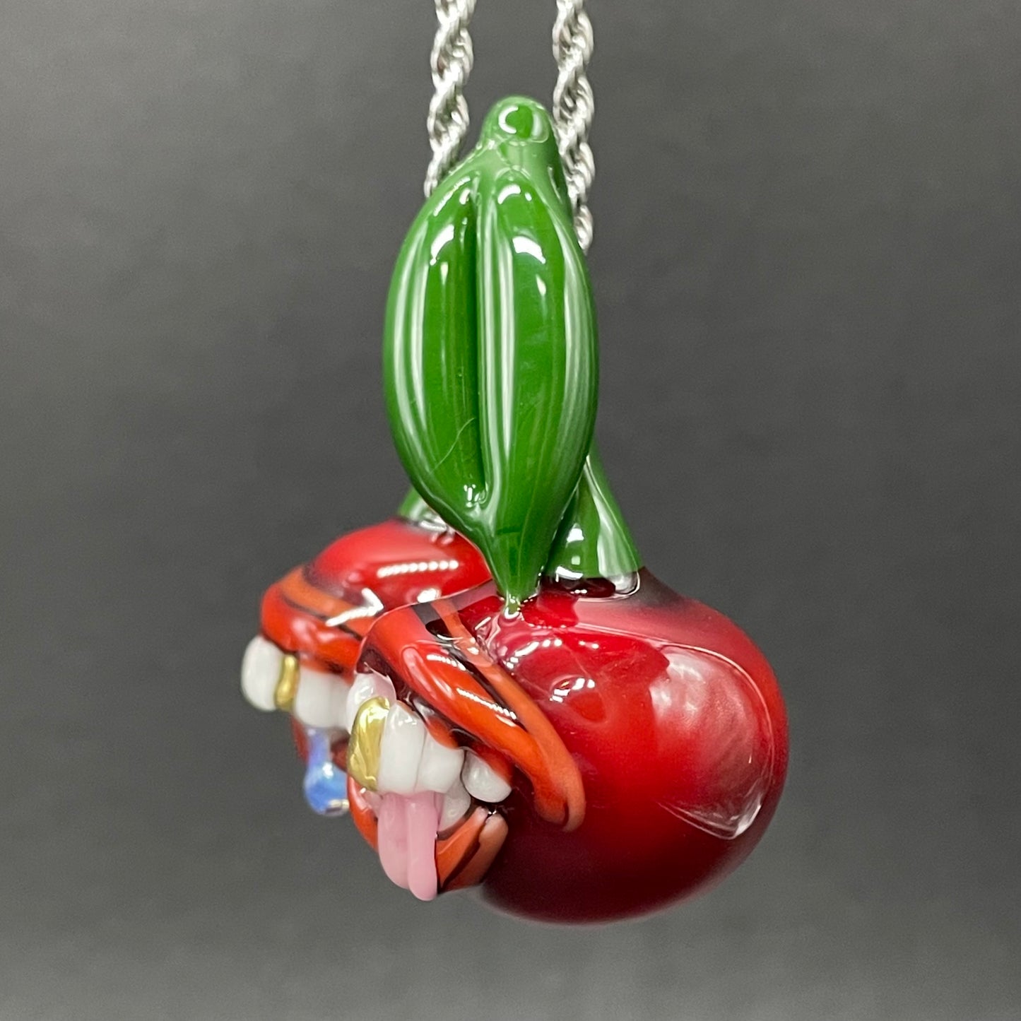 Cherry pendant by Leviathan Glass - artisan detail