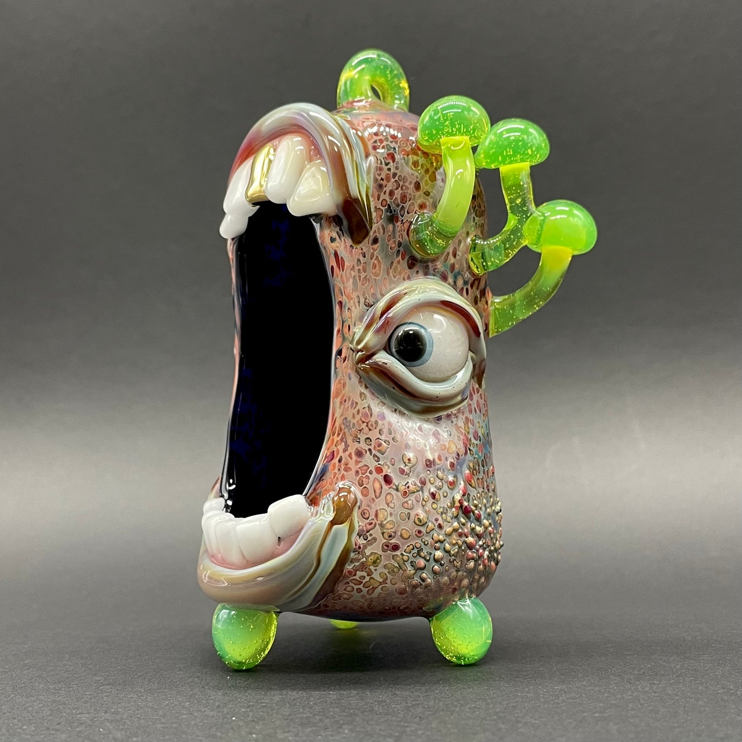 Close-up of Screaming incense burner - handcrafted glass