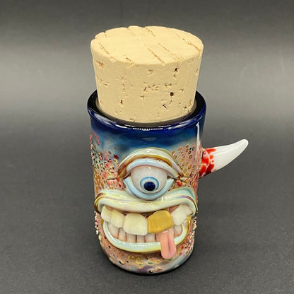 Hand-blown Cyclops cork jar - Leviathan Glass original