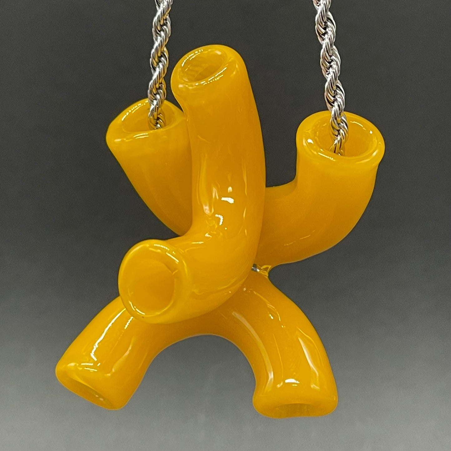 Hand-blown Macaroni and cheese necklace - Leviathan Glass original