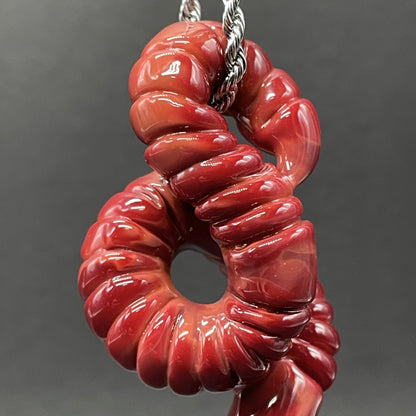 Premium glass earthworm pendant - collectible glass art