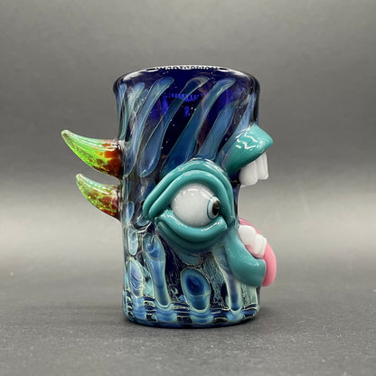 Hand-blown glass Screaming tongue shot glass by Leviathan Glass