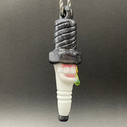 Sparky the Glass spark plug pendant craftsmanship - artisan glass work