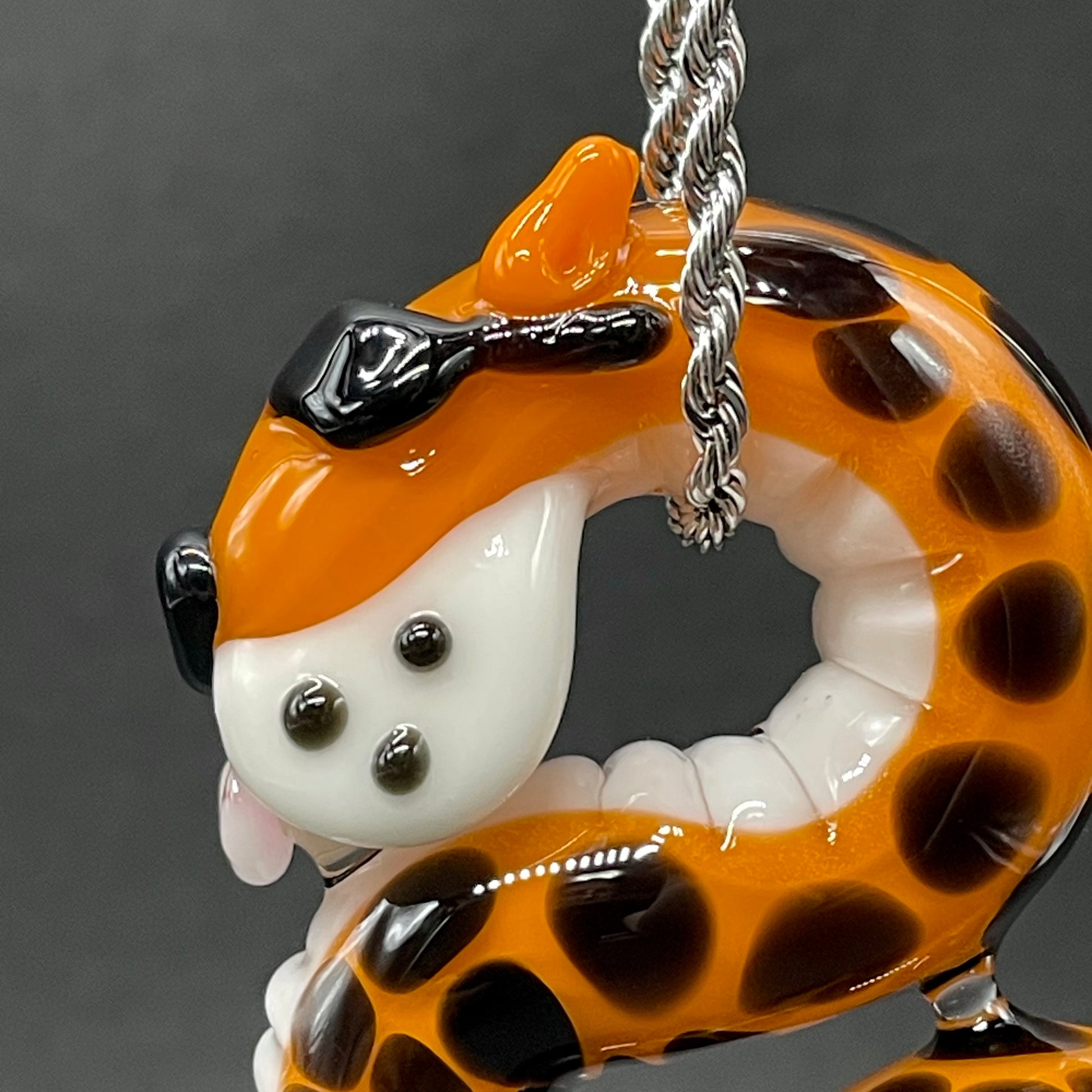 Hand-blown Slithering Chester Cheetah glass pendant - Leviathan Glass original