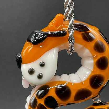 Hand-blown Slithering Chester Cheetah glass pendant - Leviathan Glass original