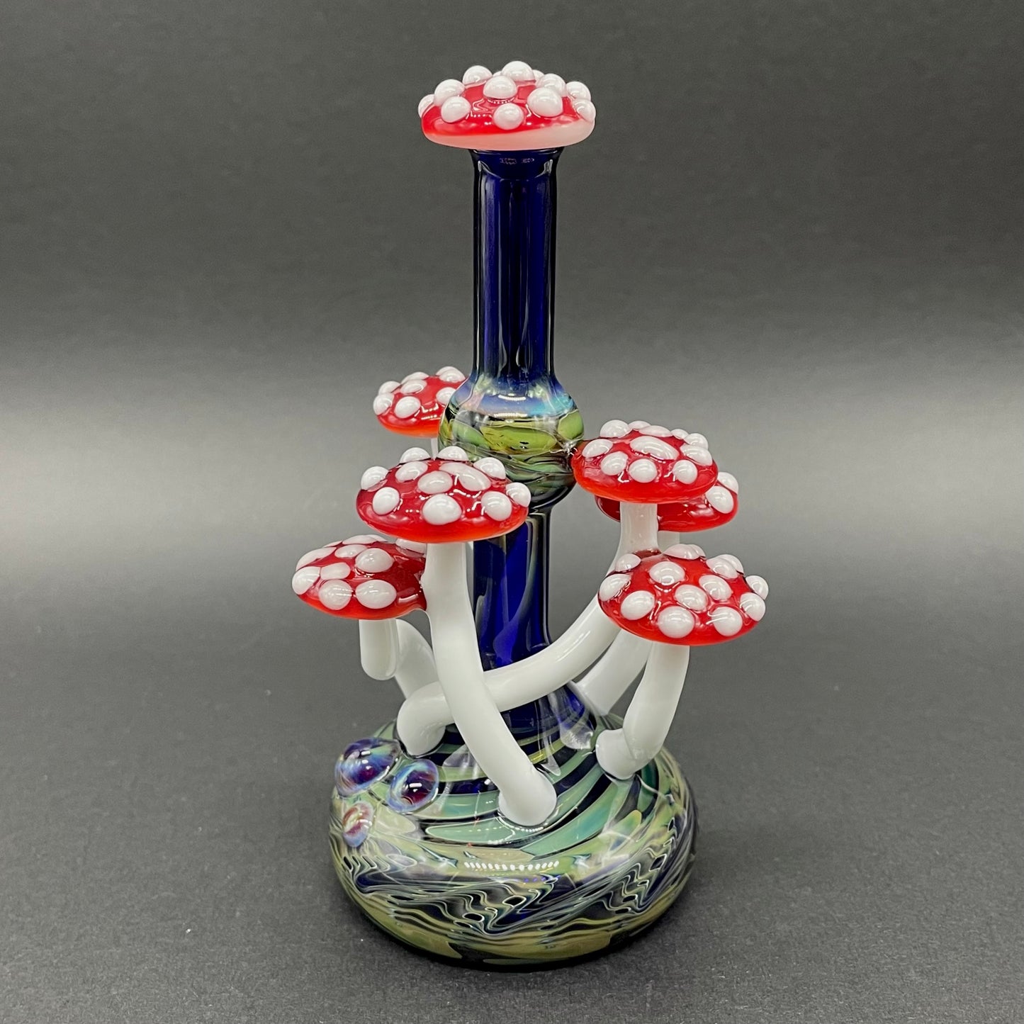Red cap Mushroom perfume bottle craftsmanship - artisan glass work