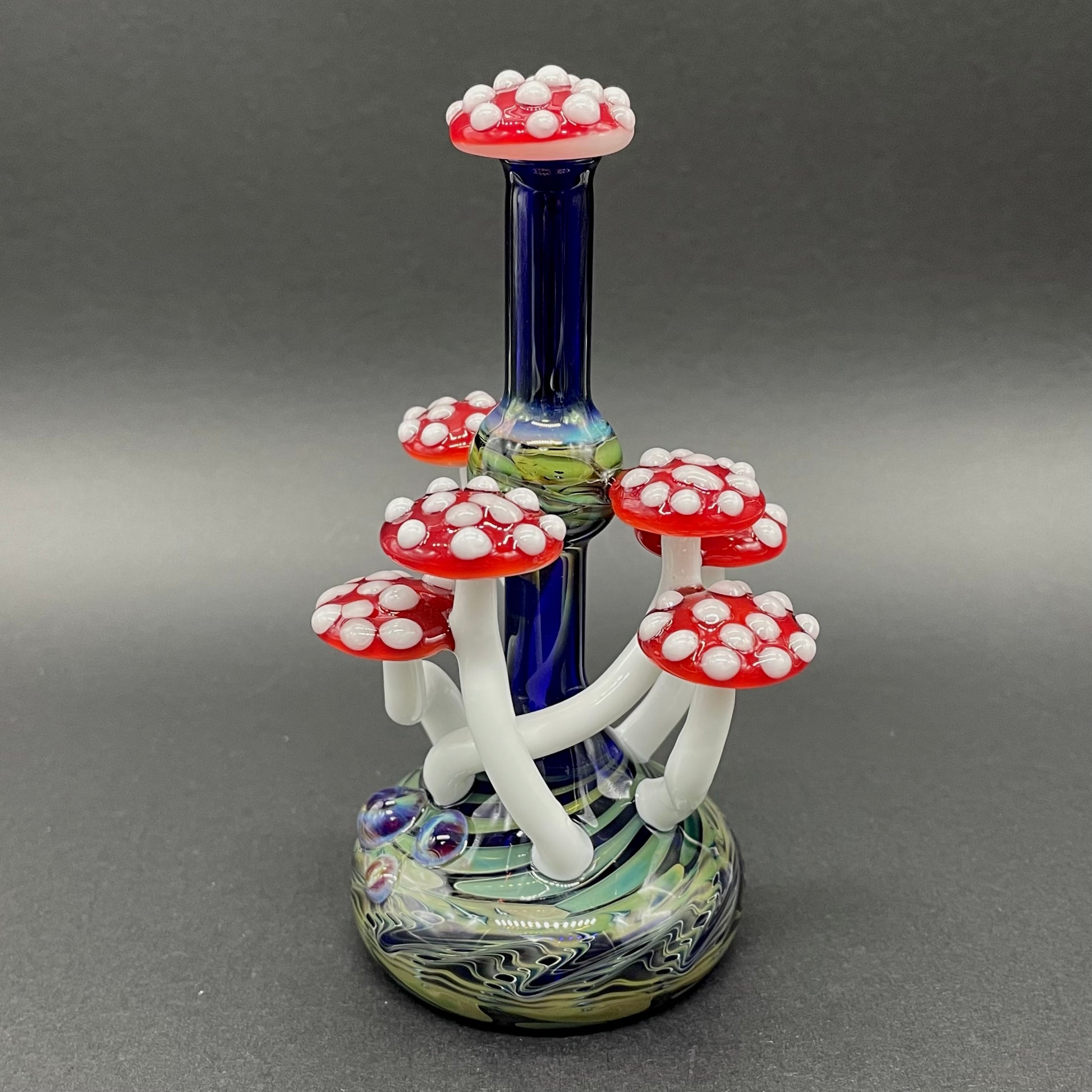 Red cap Mushroom perfume bottle craftsmanship - artisan glass work