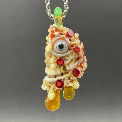 Two halves of one pizza friendship necklace glass art - premium handcrafted piece