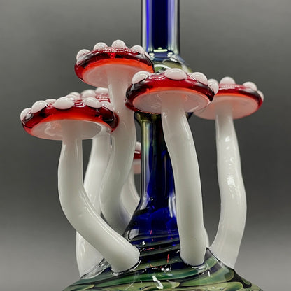 Artisan glass Red cap Mushroom perfume bottle - detailed craftsmanship