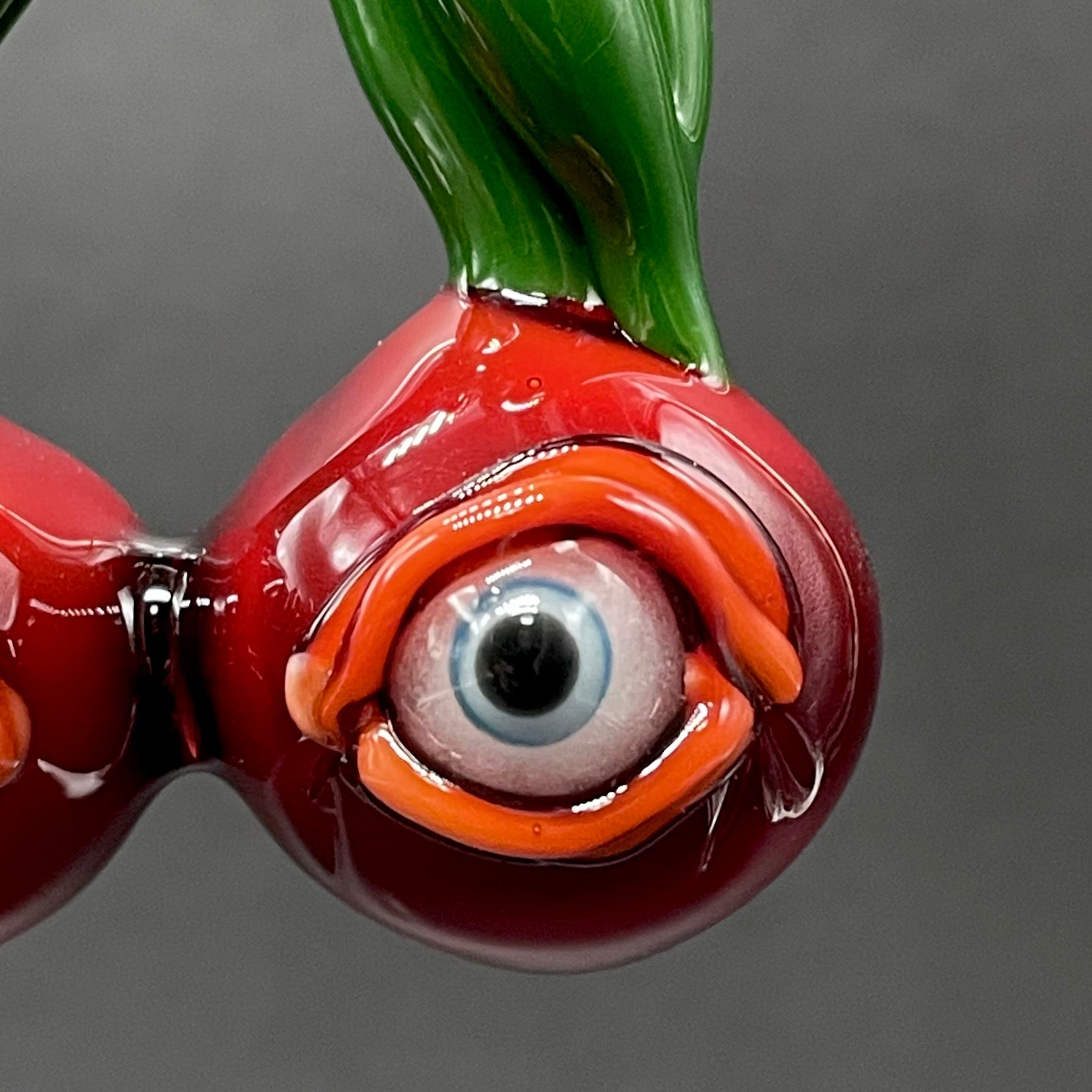Artisan glass Cherry flavored glass eye pendant - detailed craftsmanship
