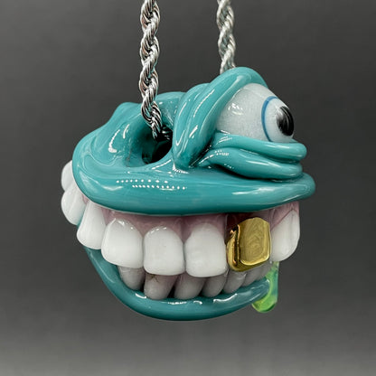 Grinning like a fool glass pendant