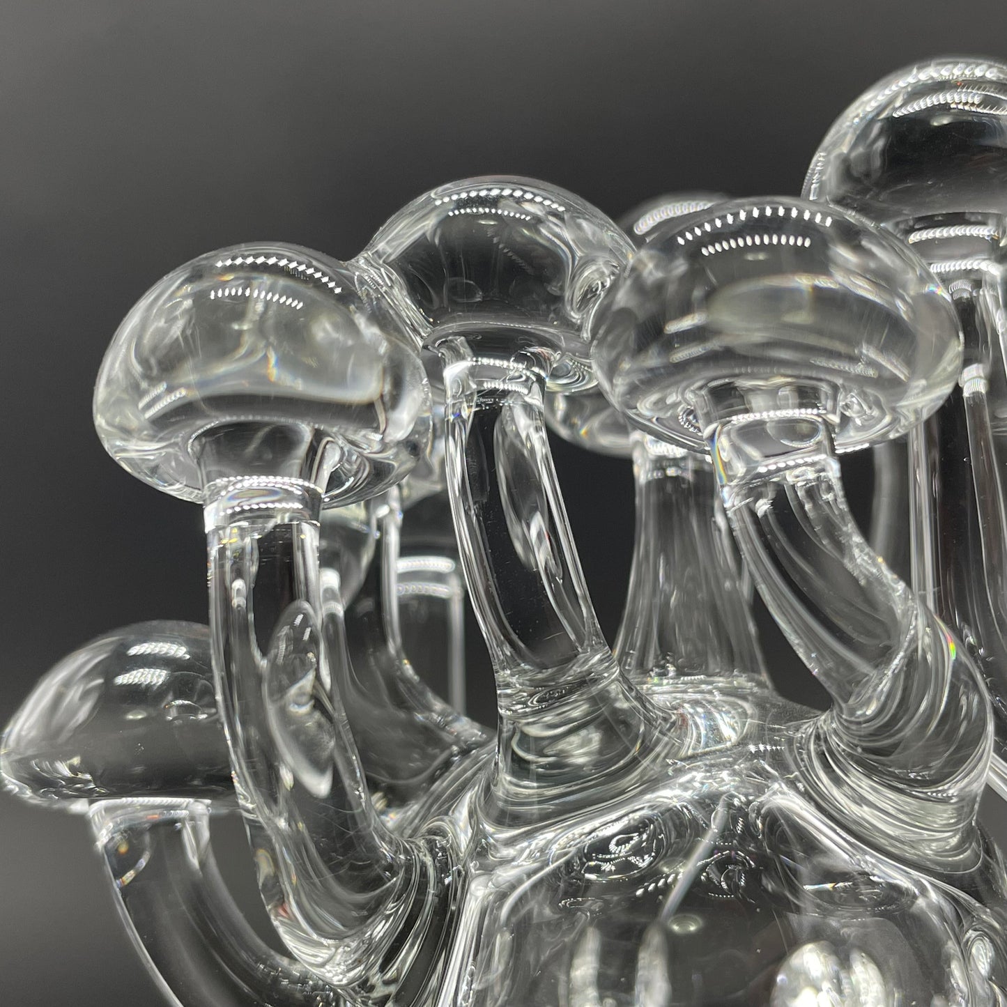 Handblown Clear Glass Mushroom Sculpture Psychedelic Cluster Art Piece glass art - premium handcrafted piece