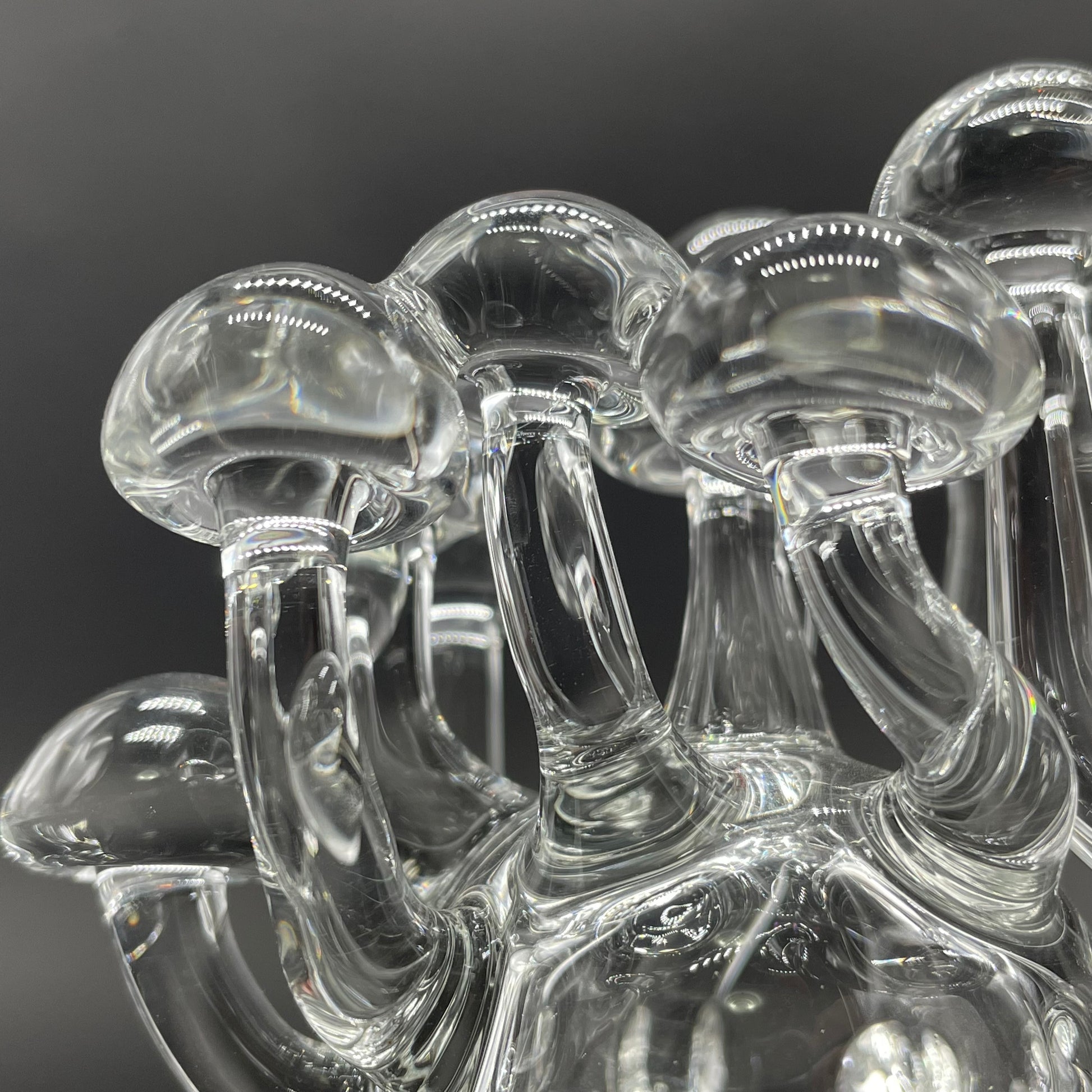 Handblown Clear Glass Mushroom Sculpture Psychedelic Cluster Art Piece glass art - premium handcrafted piece