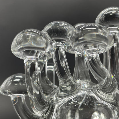 Handblown Clear Glass Mushroom Sculpture Psychedelic Cluster Art Piece glass art - premium handcrafted piece