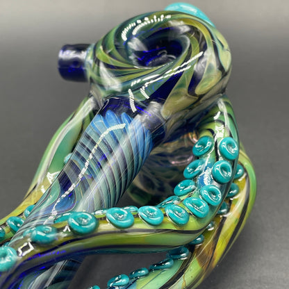 Hand-blown Tentacle tongue bubbler - Leviathan Glass original