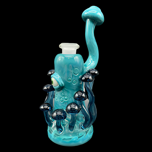 Hand-blown glass Mushroom Removable Downstem Bubbler by Leviathan Glass