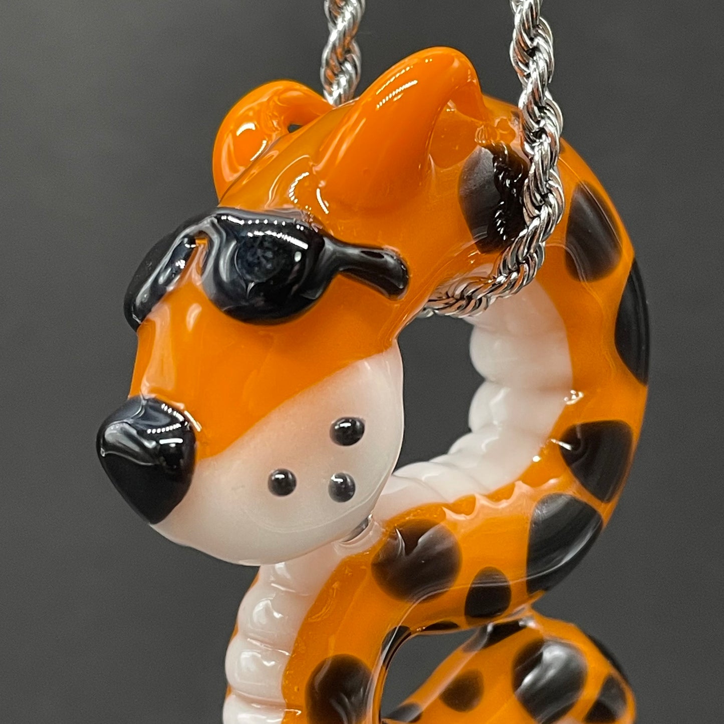 Slithering Chester Cheetah glass pendant