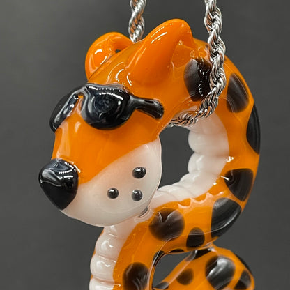 Slithering Chester Cheetah glass pendant