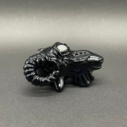 Hand-blown glass Black Philip pendant by Leviathan Glass