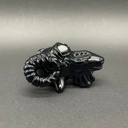 Hand-blown glass Black Philip pendant by Leviathan Glass