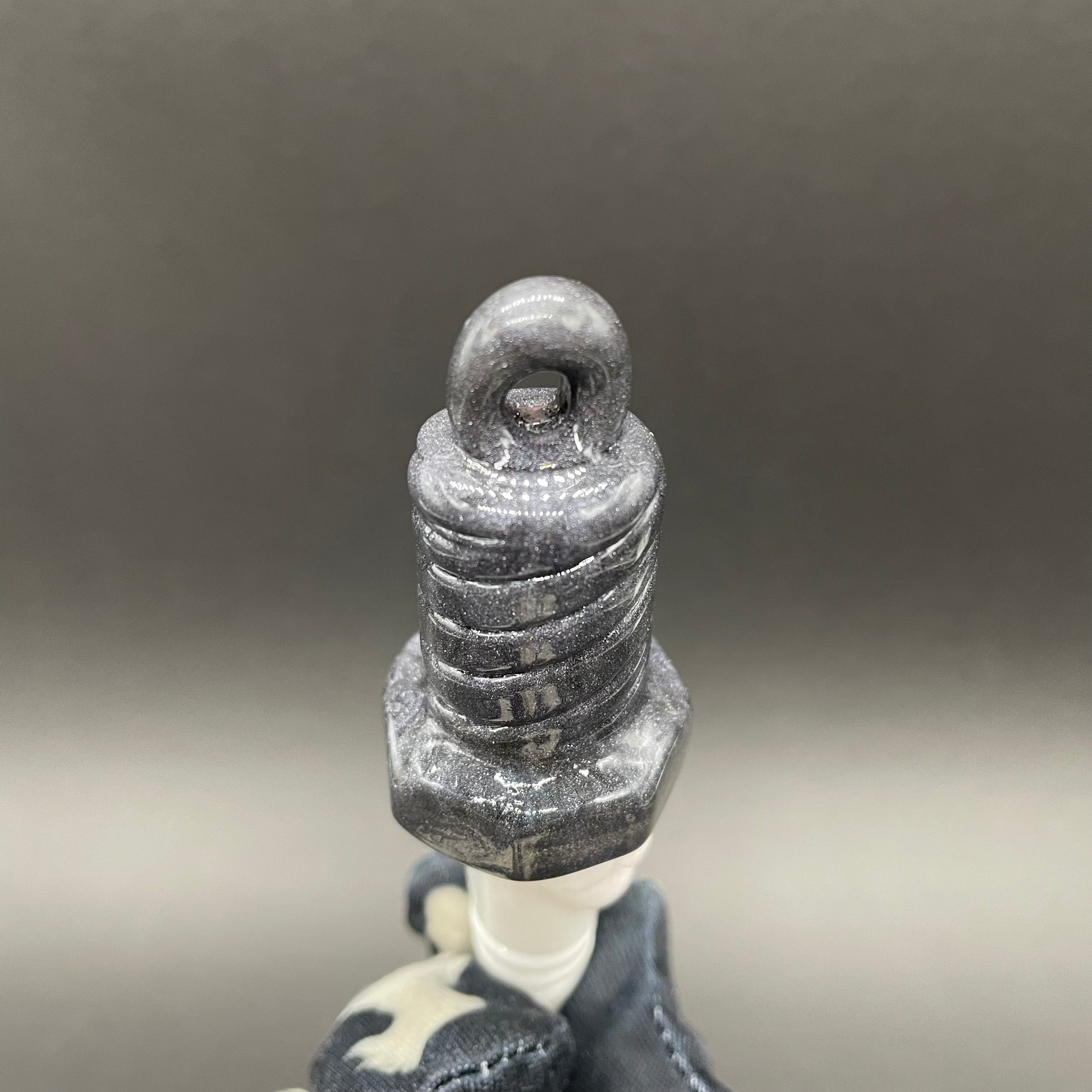 Hand-blown Sparky the Glass spark plug pendant - Leviathan Glass original