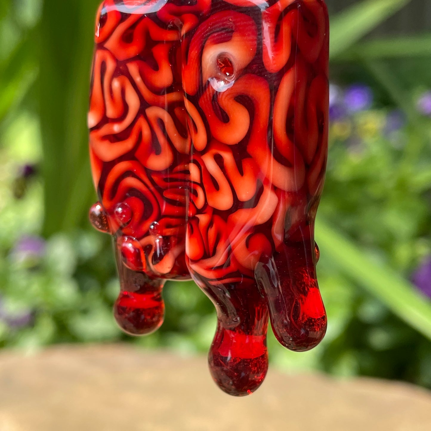 Dreamsicle pendant glass art - premium handcrafted piece