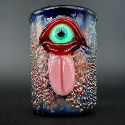 Close-up of Eye tongue shot glass - handcrafted glass