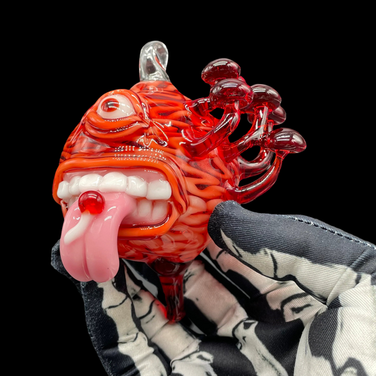 Hand-blown glass Cyclopian Brain ornament by Leviathan Glass