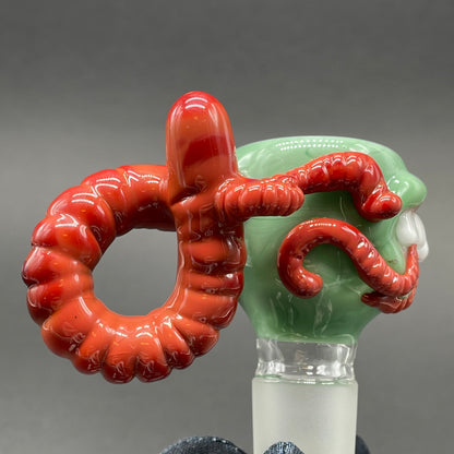 Hand-blown 18mm worm food slide - Leviathan Glass original