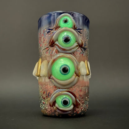 Hand-blown Too many teeth shot glass - Leviathan Glass original