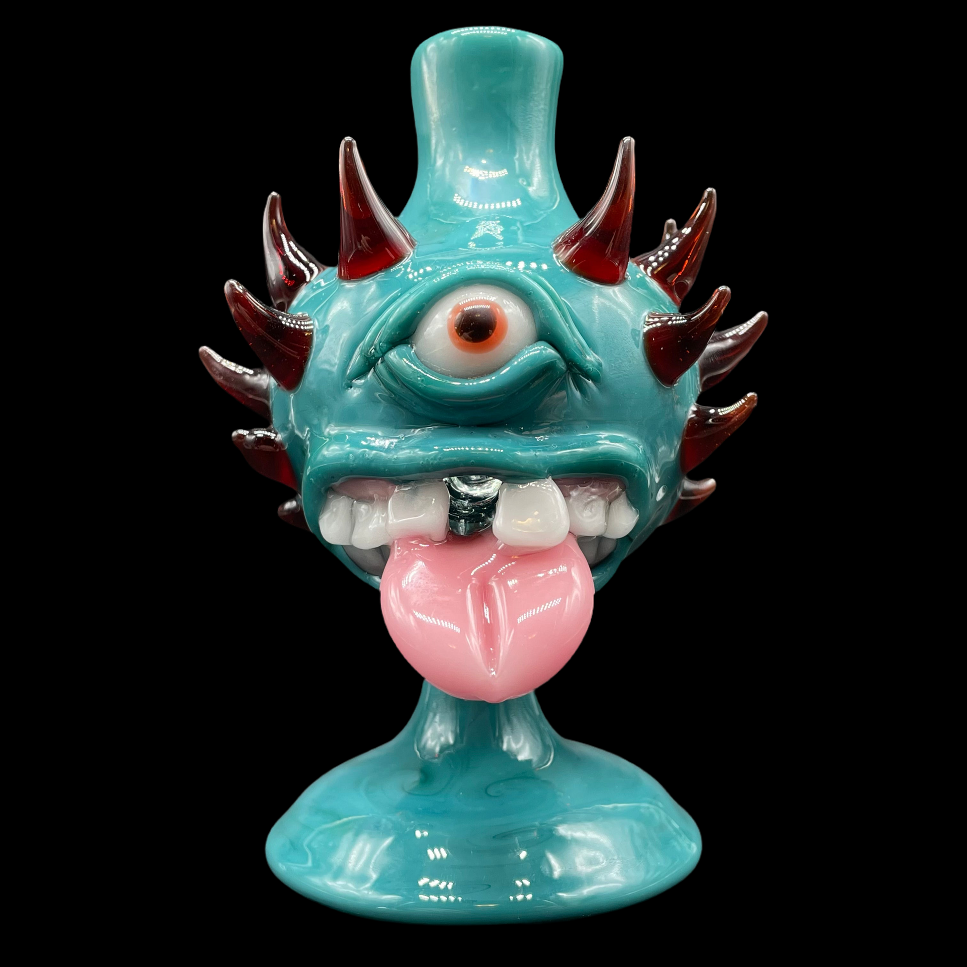 Hand-blown glass Tongue downdraft incense burner by Leviathan Glass
