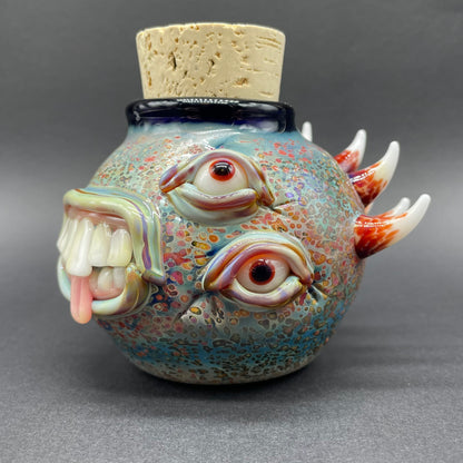 Large bizarre glass cork jar detail view - premium glass art