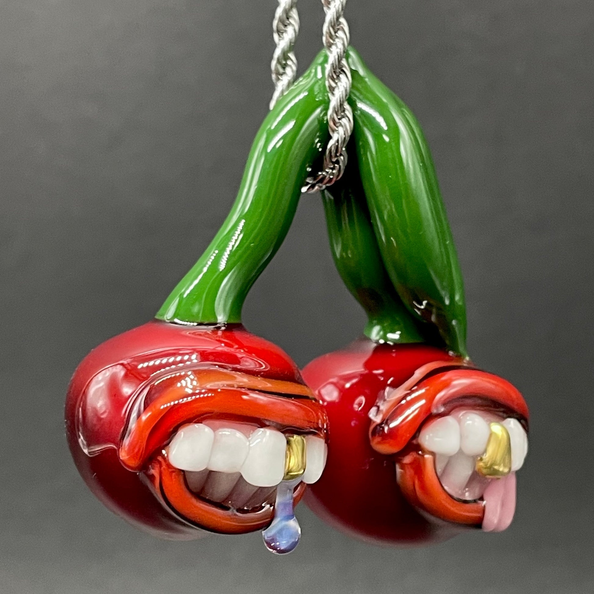 Leviathan Glass Cherry pendant - hand-blown art