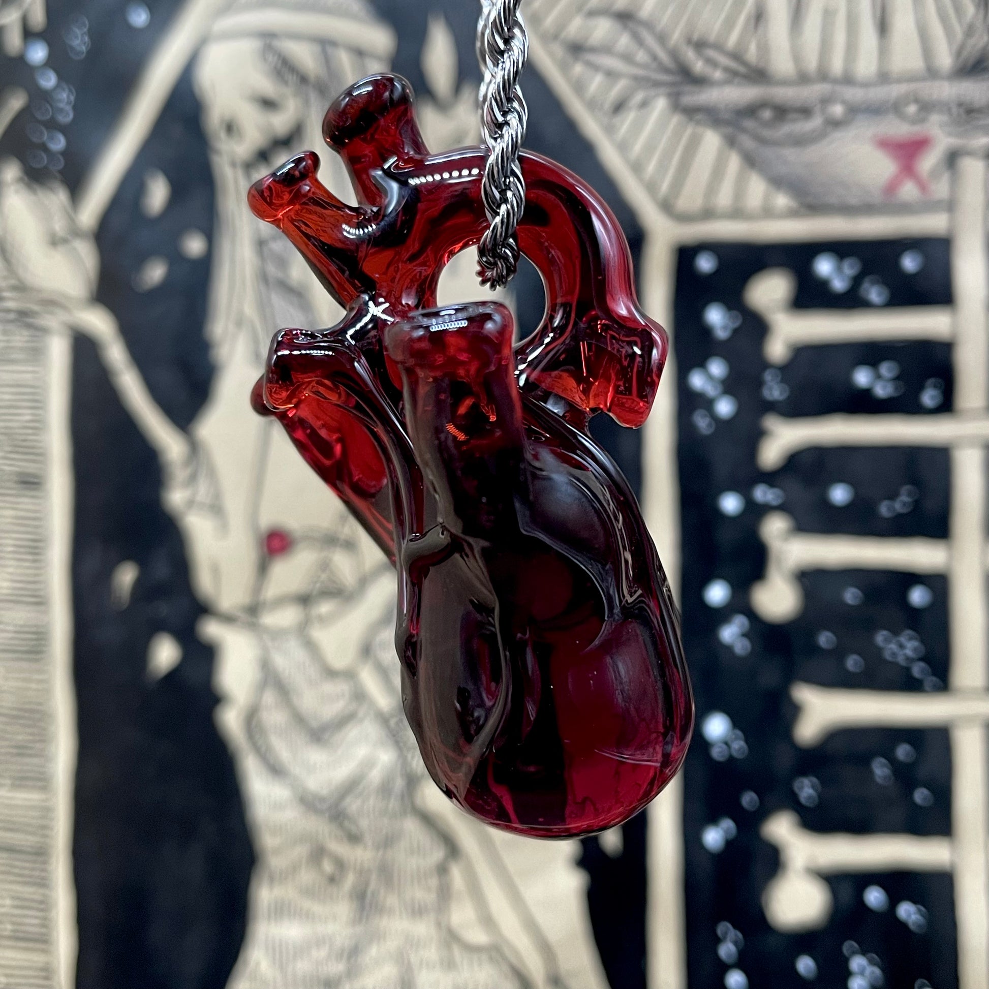 Leviathan Glass Heart pendant - hand-blown art