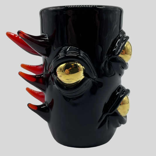 Hand-blown glass Onyx cyclops shot glass by Leviathan Glass